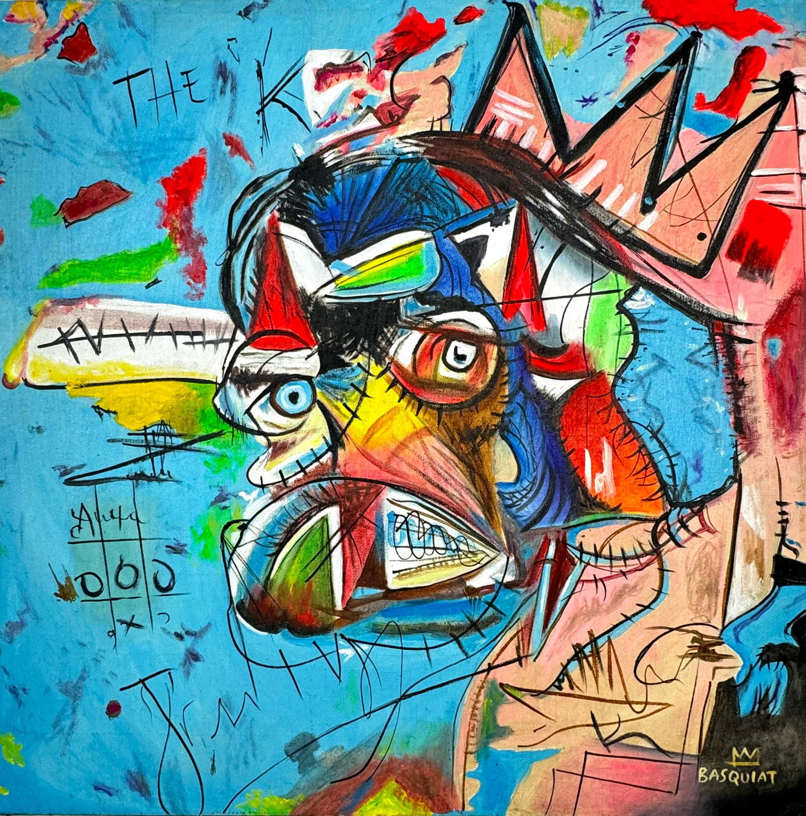 Jean-Michel Basquiat (Oil on Canvas Painting) in the style of (1 of 4)