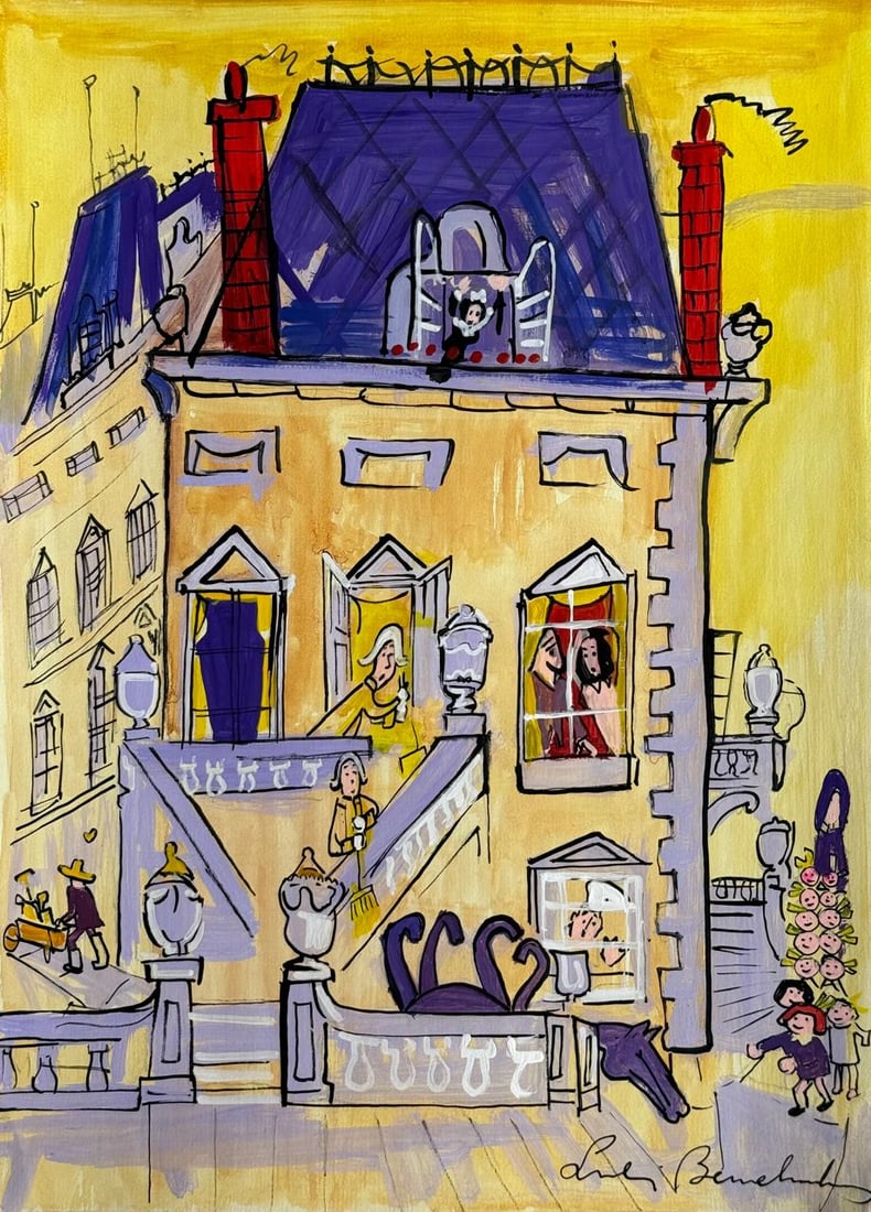 Ludwig Bemelmans (Mixed media on Paper Painting) In the style of (1 of 4)