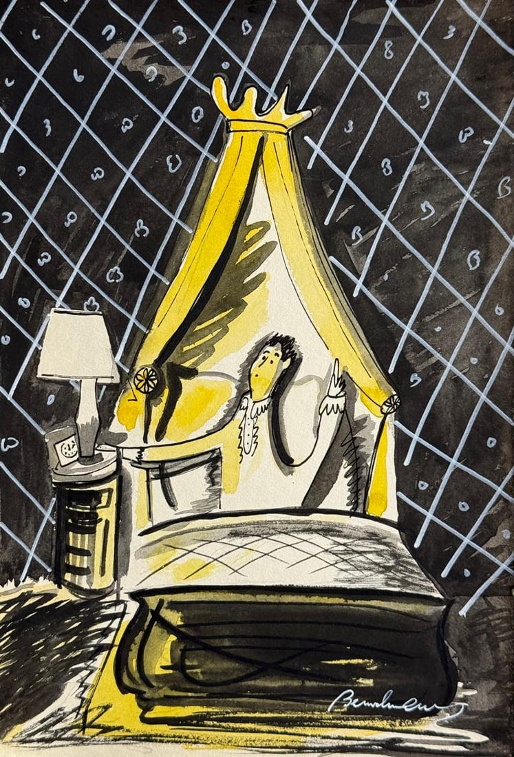 Ludwig Bemelmans (Mixed media on Paper Painting) In the style of (1 of 4)