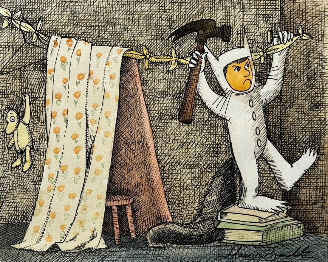 Maurice Sendak (Mixed media on Paper Painting) In the style of (1 of 4)