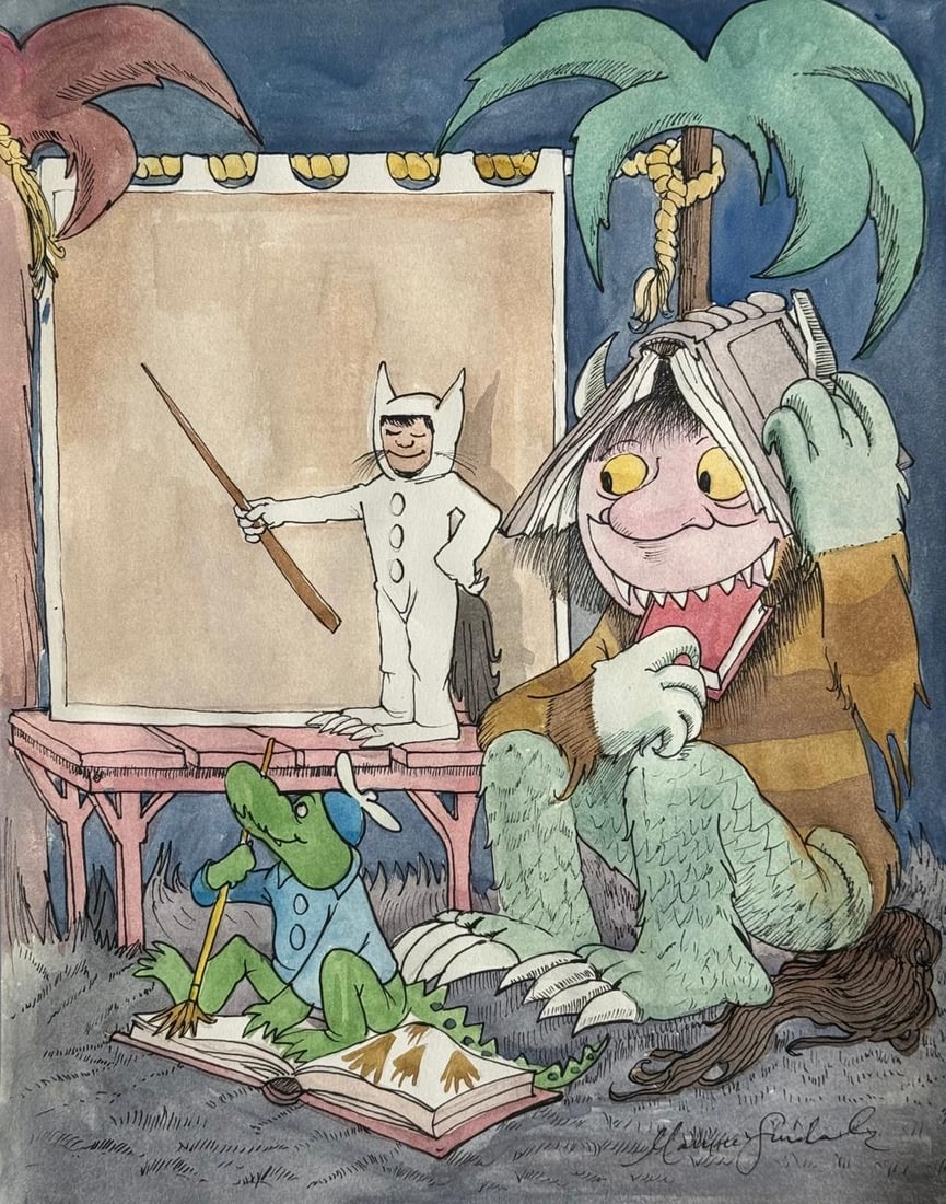 Maurice Sendak (Mixed media on Paper Painting) In the style of (1 of 4)