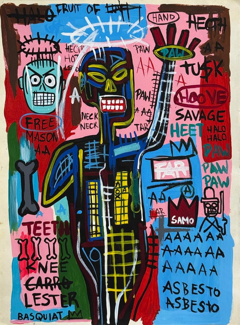 Jean-Michel Basquiat (Mixed media on Paper Painting) In the style of (1 of 4)