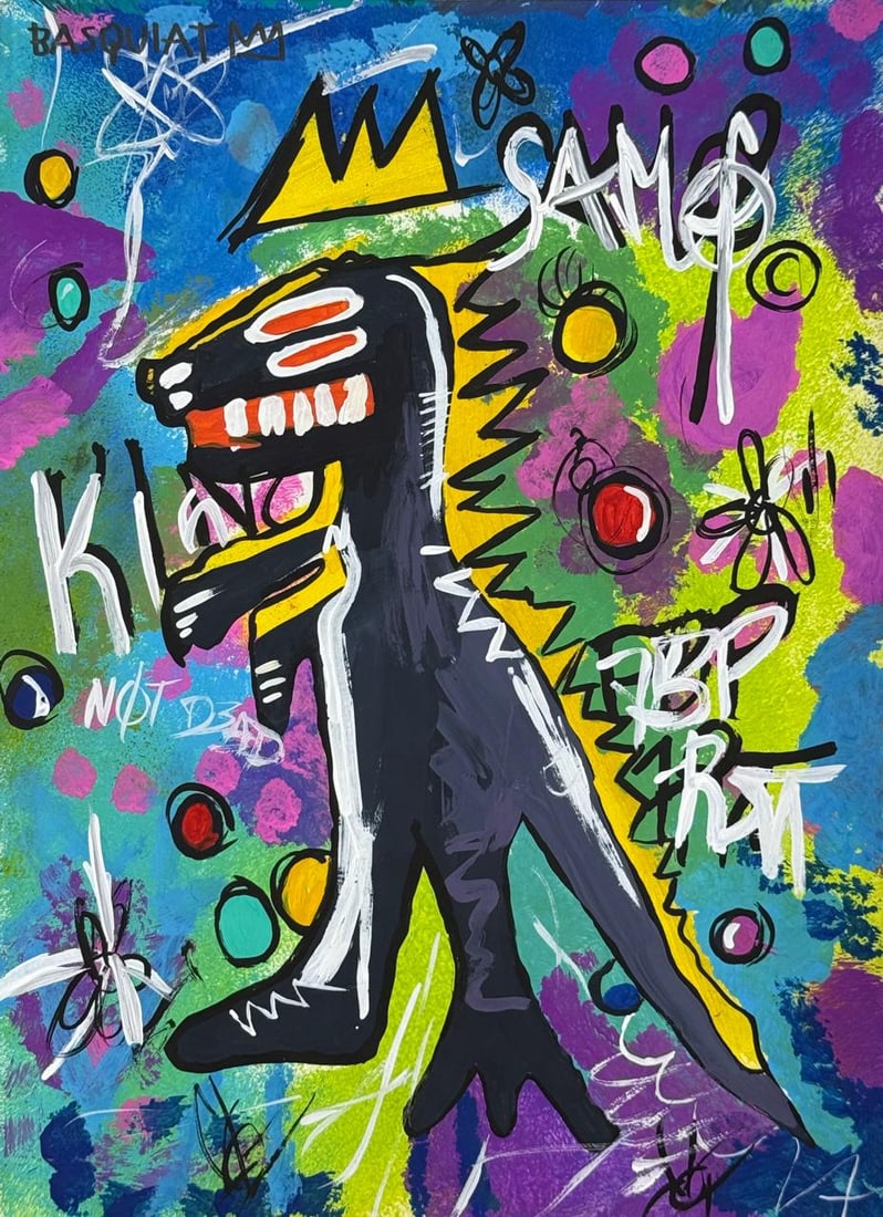 Jean-Michel Basquiat (Mixed media on Paper Painting) In the style of (1 of 4)