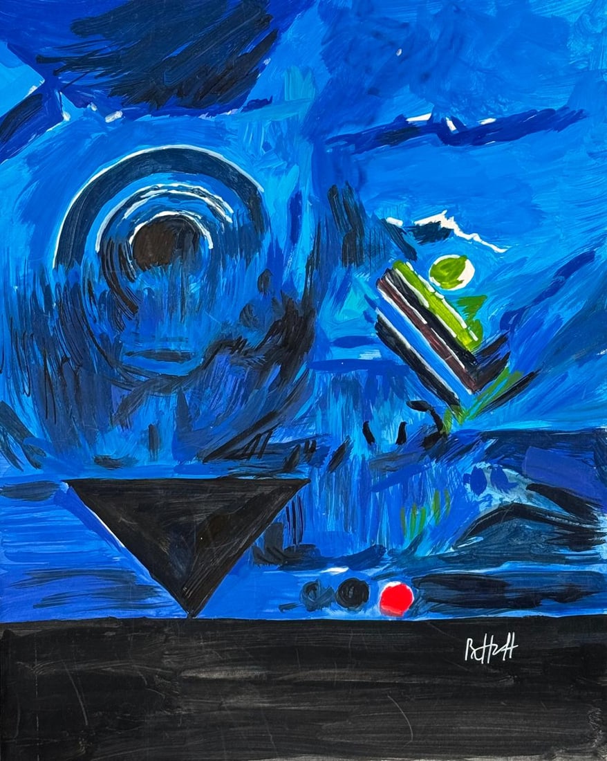 S. H. Raza (Mixed Media On Paper Painting) In the style of (1 of 4)