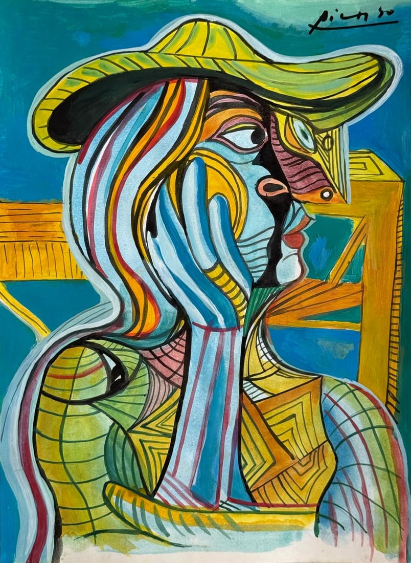 Pablo Picasso Spanish (Mixed media on Paper Painting) In the style of (1 of 4)