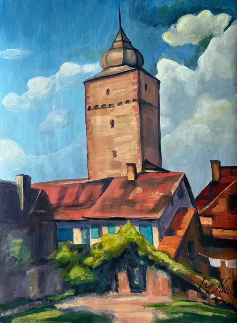 Adolf Hitler (Mixed media on Paper Painting) In the style of: Mixed media painting on paper, rendered in the style of Adolf Hitler. Measures: 8.5” x 11.5” Inches aprox. Provenance: Private Collection."In the style of" means after the artist. Hitler l