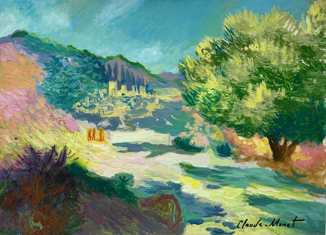 Claude Monet French (Mixed media on Paper Painting) In the style of (1 of 4)
