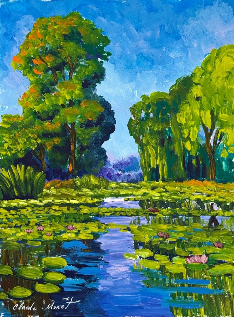 Claude Monet French (Mixed media on Paper Painting) In the style of (1 of 4)