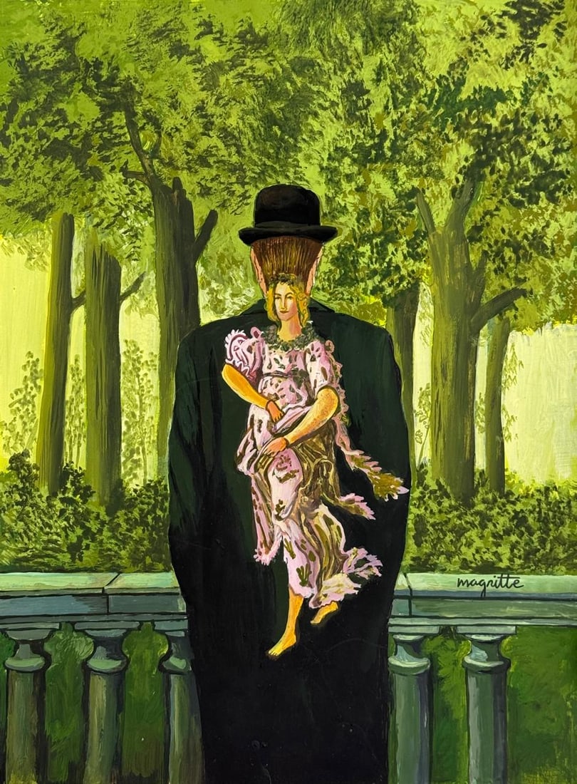 Rene Magritte (Mixed Media On Paper Painting) In the style of (1 of 4)
