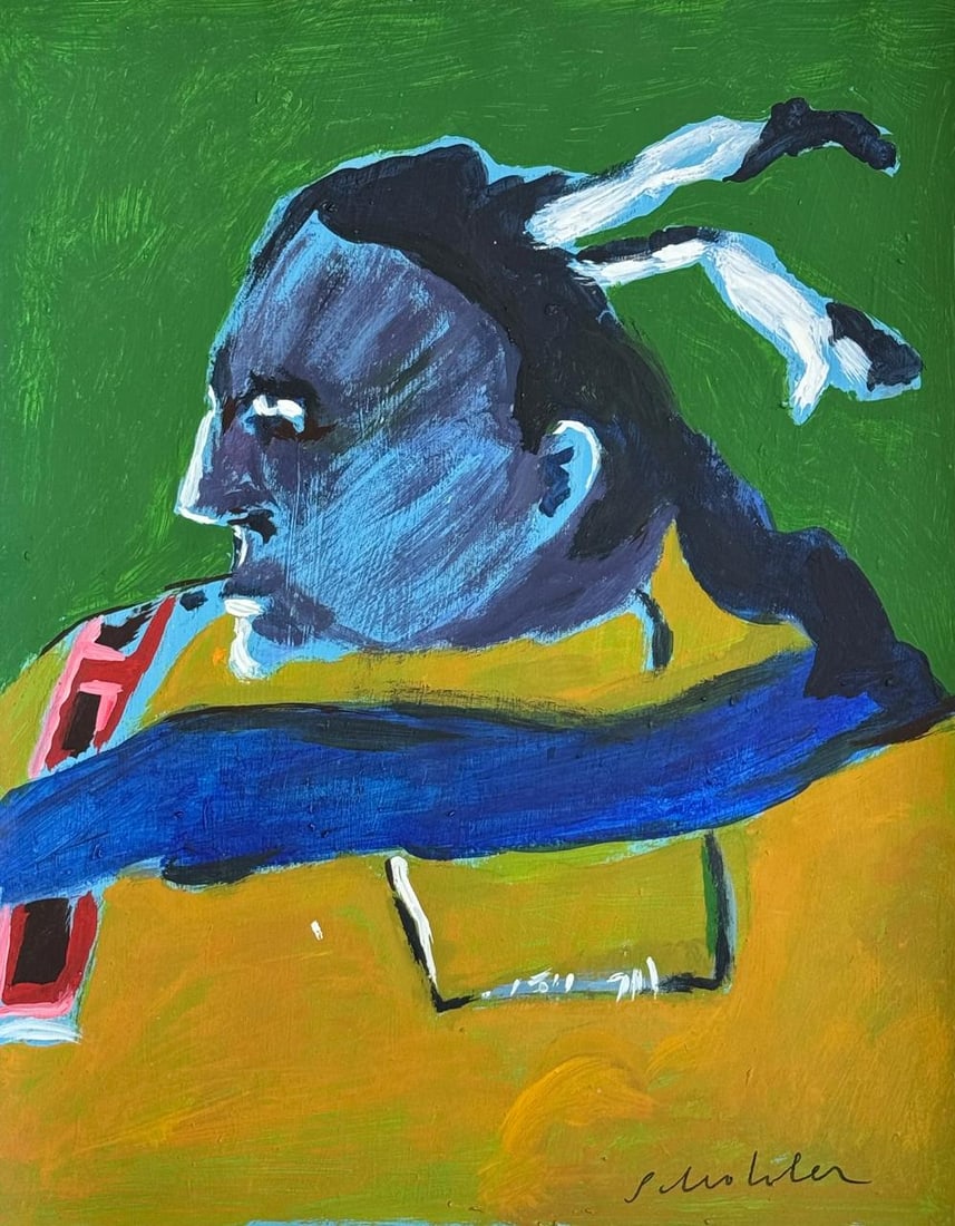 Fritz Scholder (Mixed media on Paper Painting) In the style of (1 of 4)