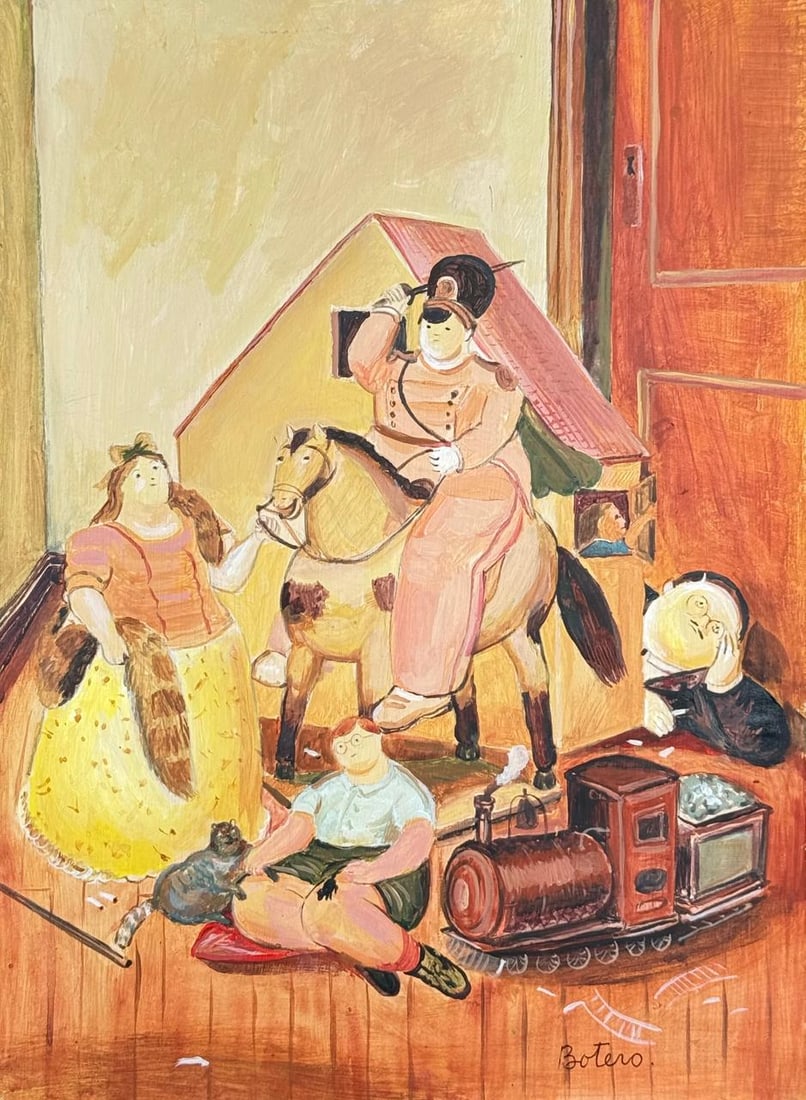 Fernando Botero (Mixed media on Paper Painting) In the style of (1 of 4)