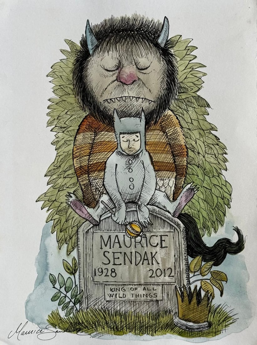 Maurice Sendak (Mixed media on Paper Painting) In the style of (1 of 4)