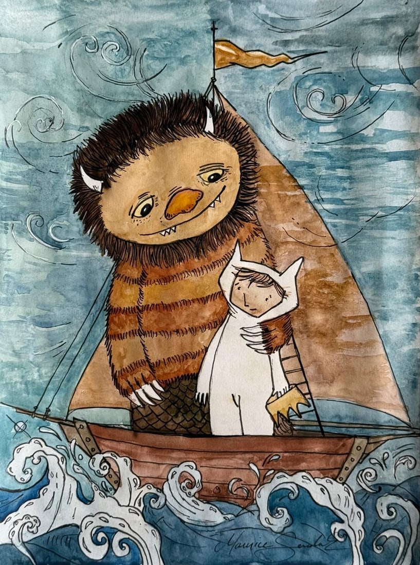 Maurice Sendak (Mixed media on Paper Painting) In the style of (1 of 4)