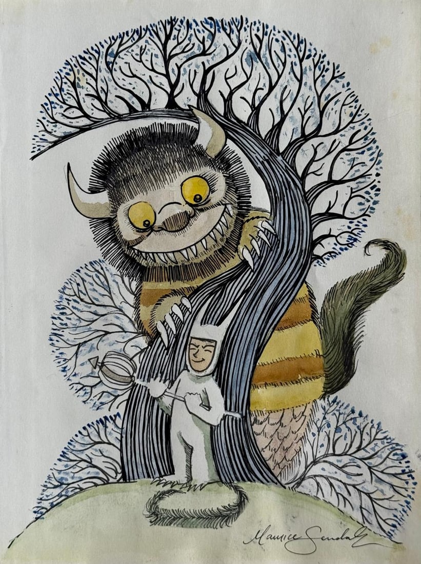 Maurice Sendak (Mixed media on Paper Painting) In the style of (1 of 4)