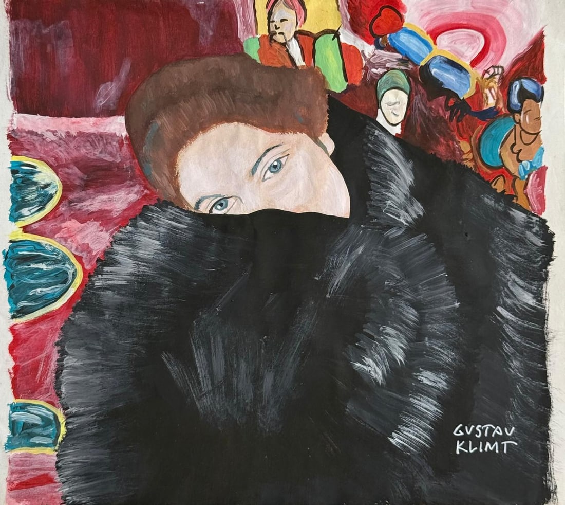 Gustav Klimt Austrian (Mixed media on Paper Painting) In the style of (1 of 4)