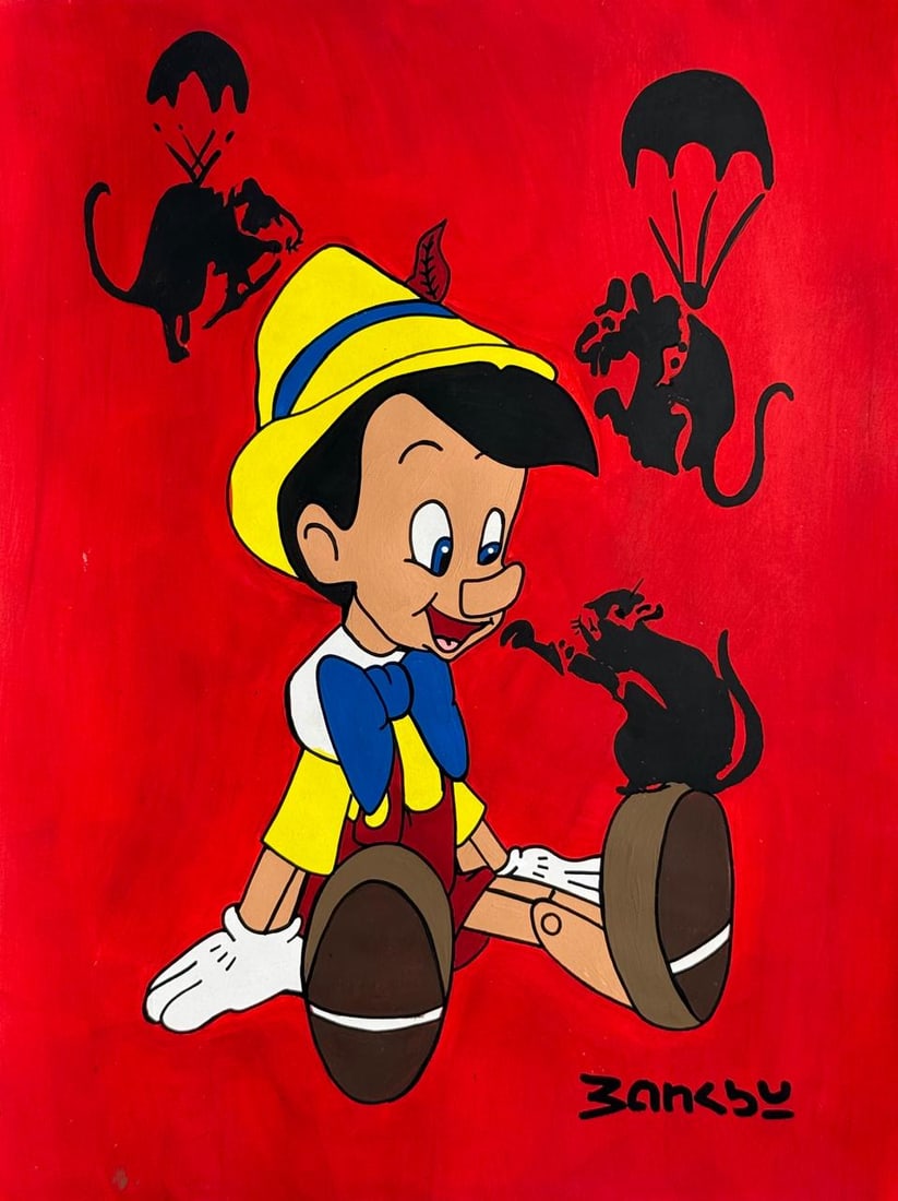 Banksy (Mixed media on Paper Painting) In the style of (1 of 4)