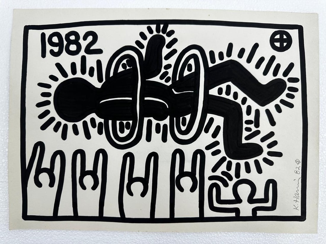 Keith Haring American (Marker on paper) In the style of (1 of 3)