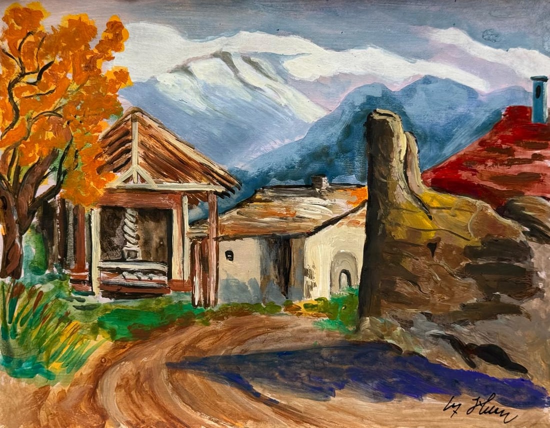 Adolf Hitler (Mixed media on Paper Painting) In the style of: Mixed media painting on paper, rendered in the style of Adolf Hitler. Measures: 8.5” x 10.5” Inches aprox. Provenance: Private Collection."In the style of" means after the artist. Hitler l