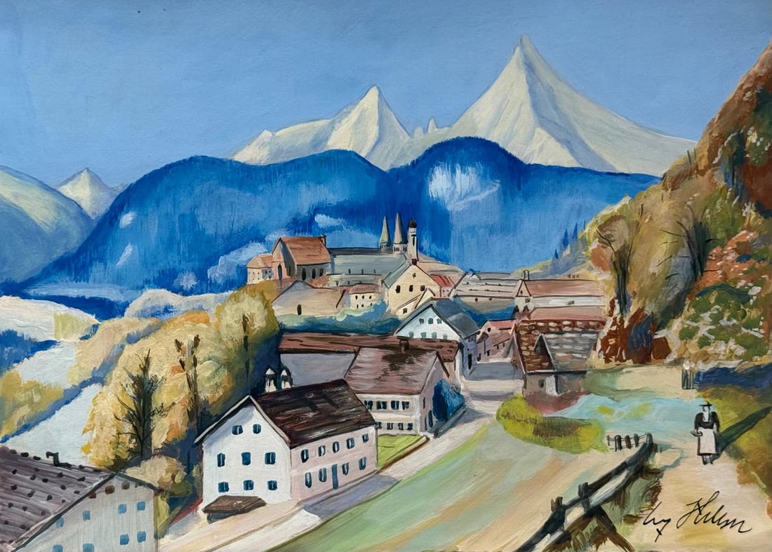 Adolf Hitler (Mixed media on Paper Painting) In the style of: Mixed media painting on paper, rendered in the style of Adolf Hitler. Measures: 8.5” x 12” Inches aprox. Provenance: Private Collection."In the style of" means after the artist. Hitler liv