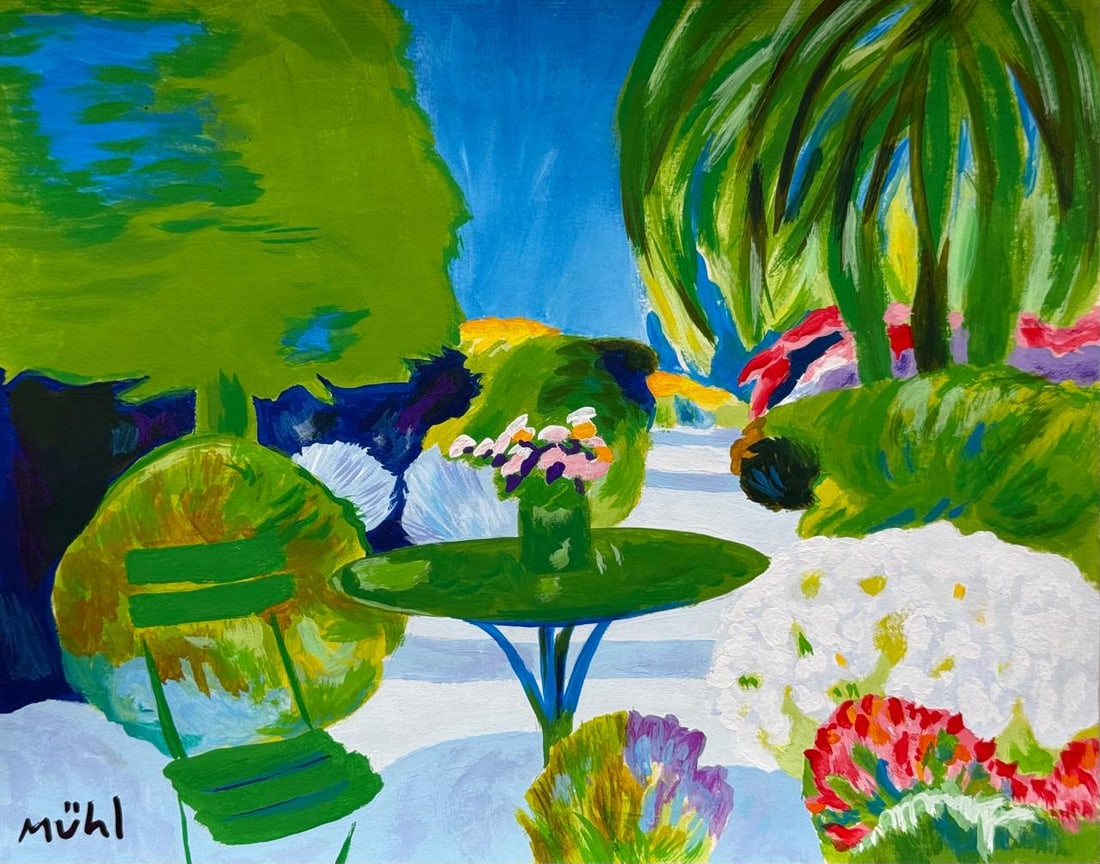 Roger Muhl (Mixed media on Paper Painting) In the style of: Mixed media painting on paper, rendered in the style of Roger Muhl. Measures: 8.5” x 10.5” Inches aprox. Provenance: Private Collection."In the style of" means after the artist. Muhl lived