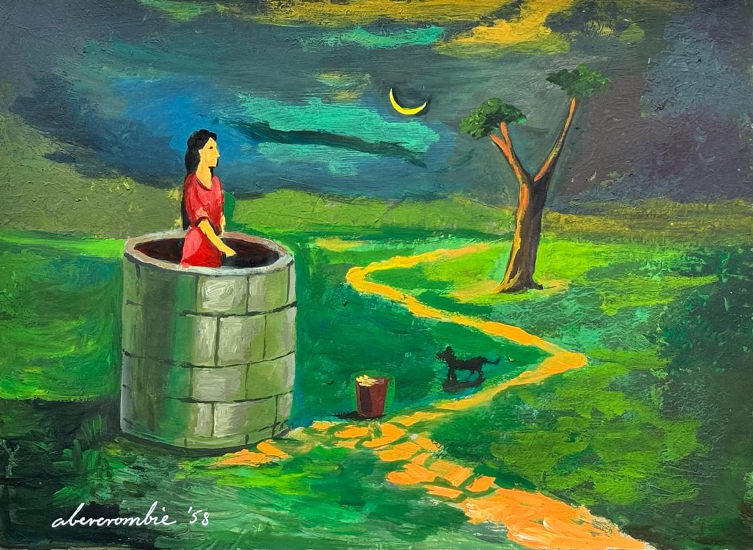 Gertrude Abercrombie American (Mixed media on Paper Painting) In the style of: Mixed media painting on paper, rendered in the style of Gertrude Abercrombie. Measures: 8” x 11” Inches aprox. Provenance: Private Collection."In the style of" means after the artist. Aber