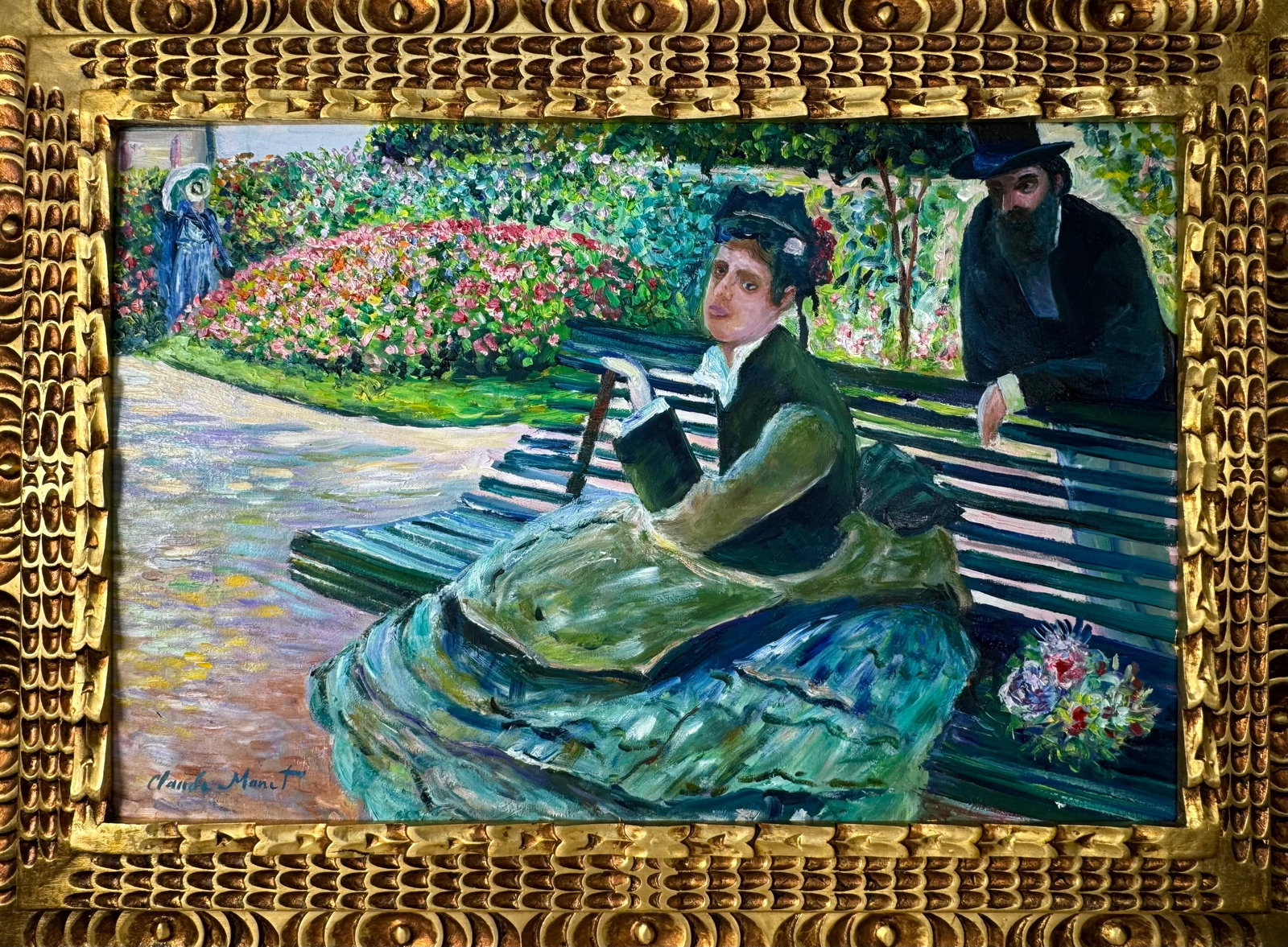 Claude Monet French (Oil on Canvas Painting) in the style of: Rendered in the style of Claude Monet. Technique: Oil on Canvas painting. Measures: 21" x 29" Inches aprox. Provenance: Private collection. "In the style of" means after the artist. The artwork is fra