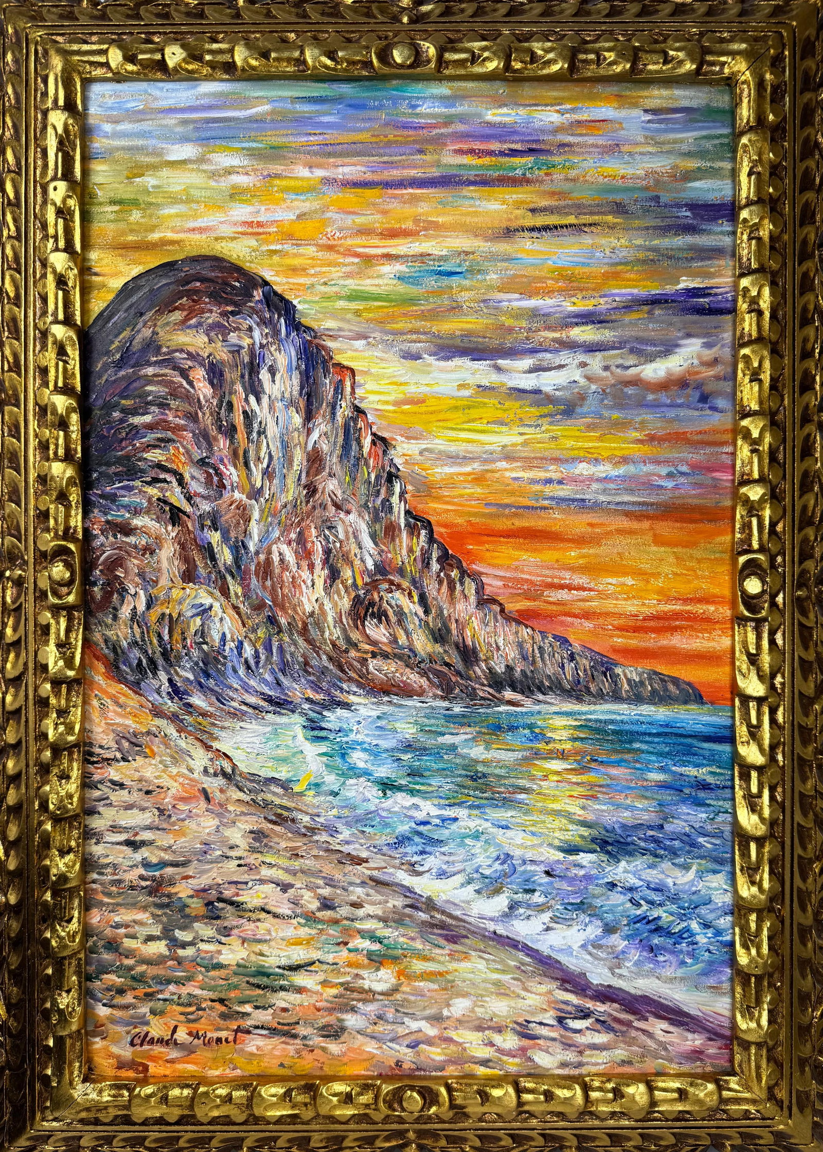 Claude Monet French (Oil on Canvas Painting) in the style of: Rendered in the style of Claude Monet. Technique: Oil on Canvas painting. Measures: 21" x 29" Inches aprox. Provenance: Private collection. "In the style of" means after the artist. The artwork is fra
