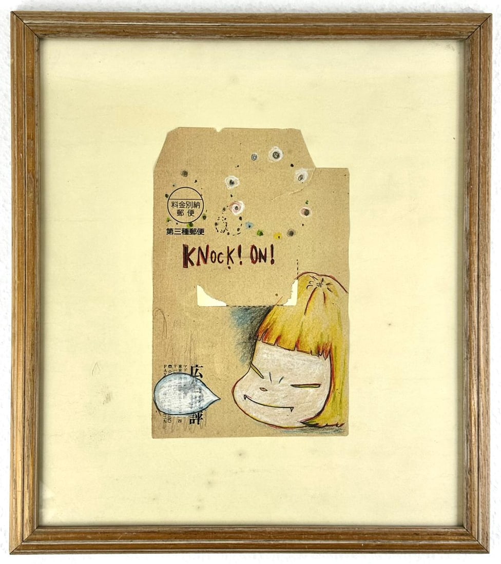Yoshitomo Nara (Colored Pencil on Envelope) In the style of: Colored Pencil on Envelope, rendered in the style of Yoshitomo Nara. Measures: 6.5” x 10” Inches aprox. Provenance: Private Collection."In the style of" means after the artist. The artwork