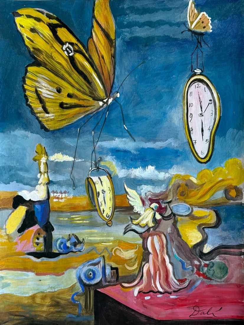 Salvador Dali Spanish (Mixed Media On Paper Painting) In the style of (1 of 4)