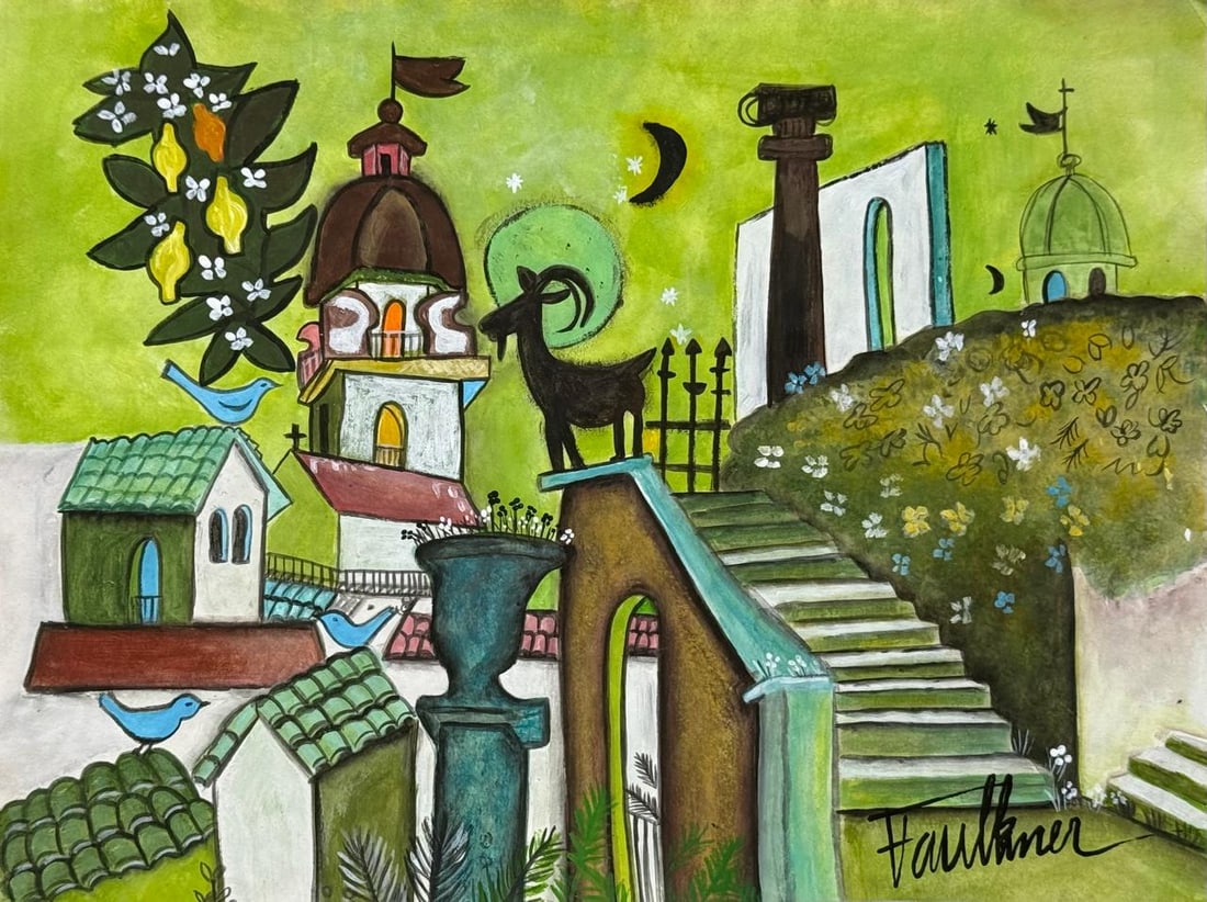 Henry Faulkner (Mixed media on Paper Painting) In the style of: Mixed media painting on paper, rendered in the style of Henry Faulkner. Measures: 8” x 10.5” Inches aprox. Provenance: Private Collection."In the style of" means after the artist. Faulkner