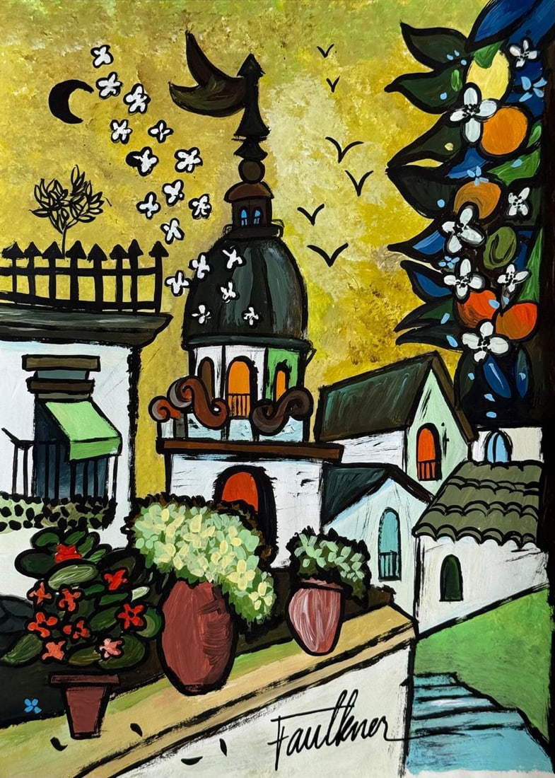 Henry Faulkner (Mixed media on Paper Painting) In the style of: Mixed media painting on paper, rendered in the style of Henry Faulkner. Measures: 8” x 11” Inches aprox. Provenance: Private Collection."In the style of" means after the artist. Faulkner l