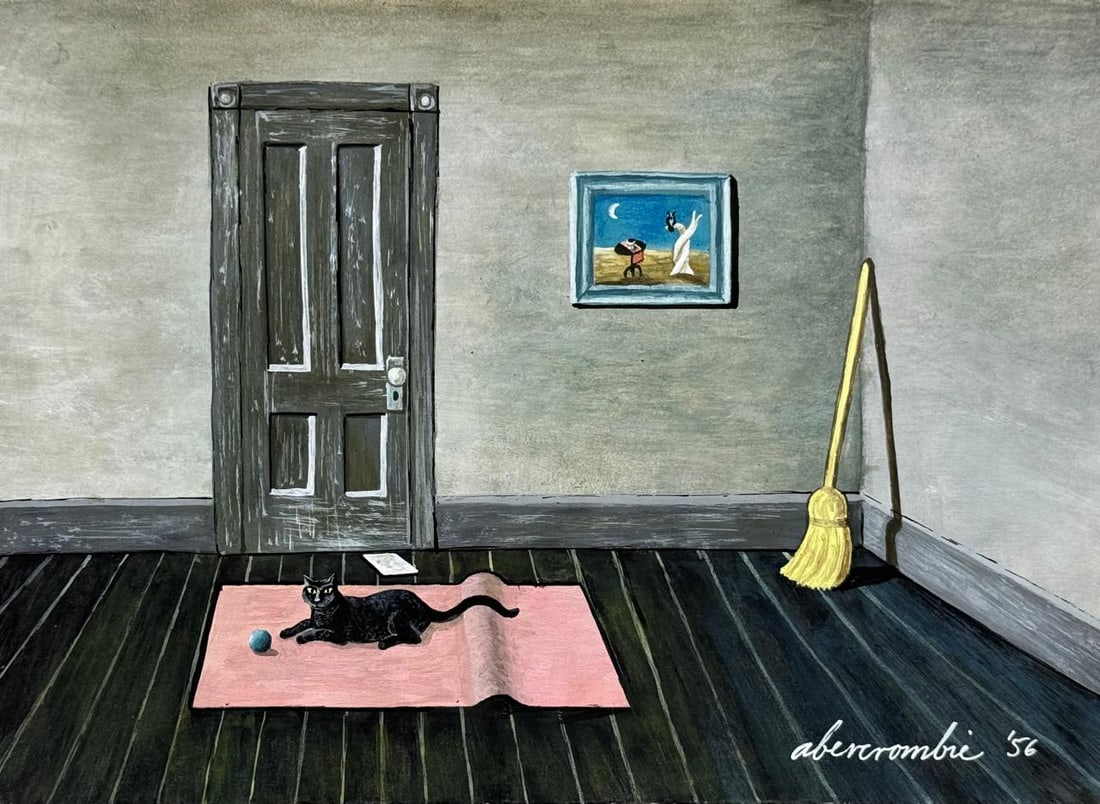 Gertrude Abercrombie American (Mixed media on Paper Painting) In the style of: Mixed media painting on paper, rendered in the style of Gertrude Abercrombie. Measures: 7.5” x 10.5” Inches aprox. Provenance: Private Collection."In the style of" means after the artist. 
