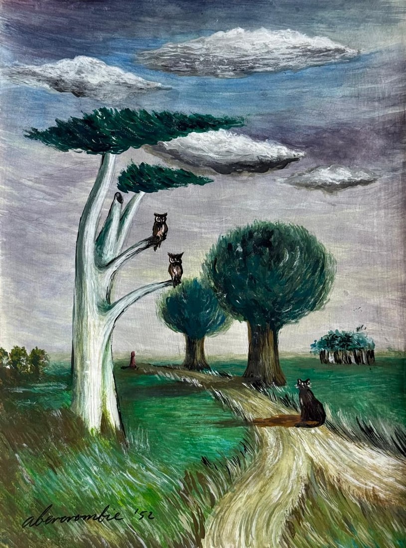 Gertrude Abercrombie American (Mixed media on Paper Painting) In the style of: Mixed media painting on paper, rendered in the style of Gertrude Abercrombie. Measures: 8” x 11” Inches aprox. Provenance: Private Collection."In the style of" means after the artist. Aber
