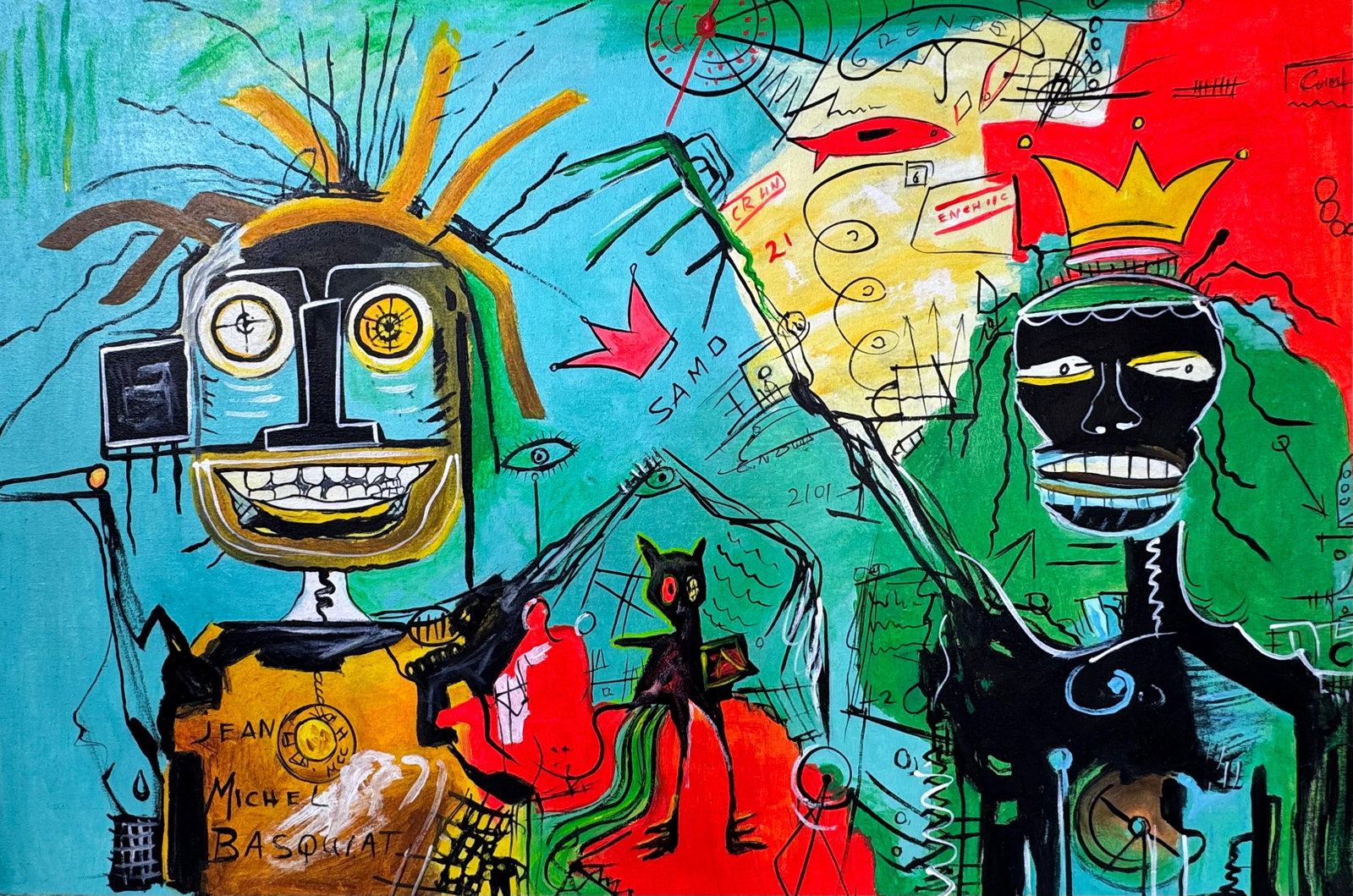 Jean-Michel Basquiat (Oil on Canvas Painting) in the style of (1 of 4)