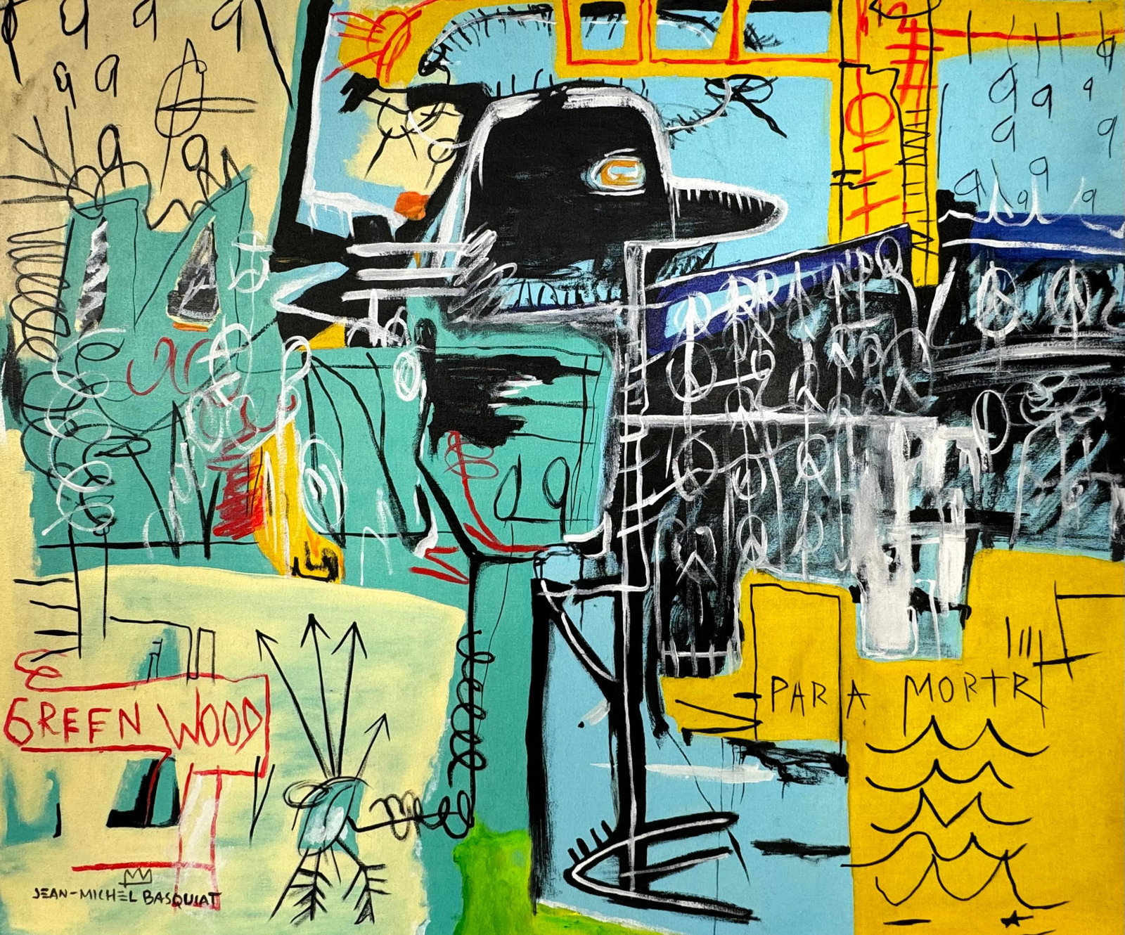 Jean-Michel Basquiat (Oil on Canvas Painting) in the style of (1 of 4)