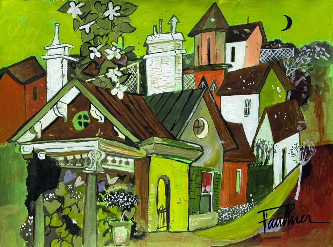 Henry Faulkner (Mixed media on Paper Painting) In the style of (1 of 4)