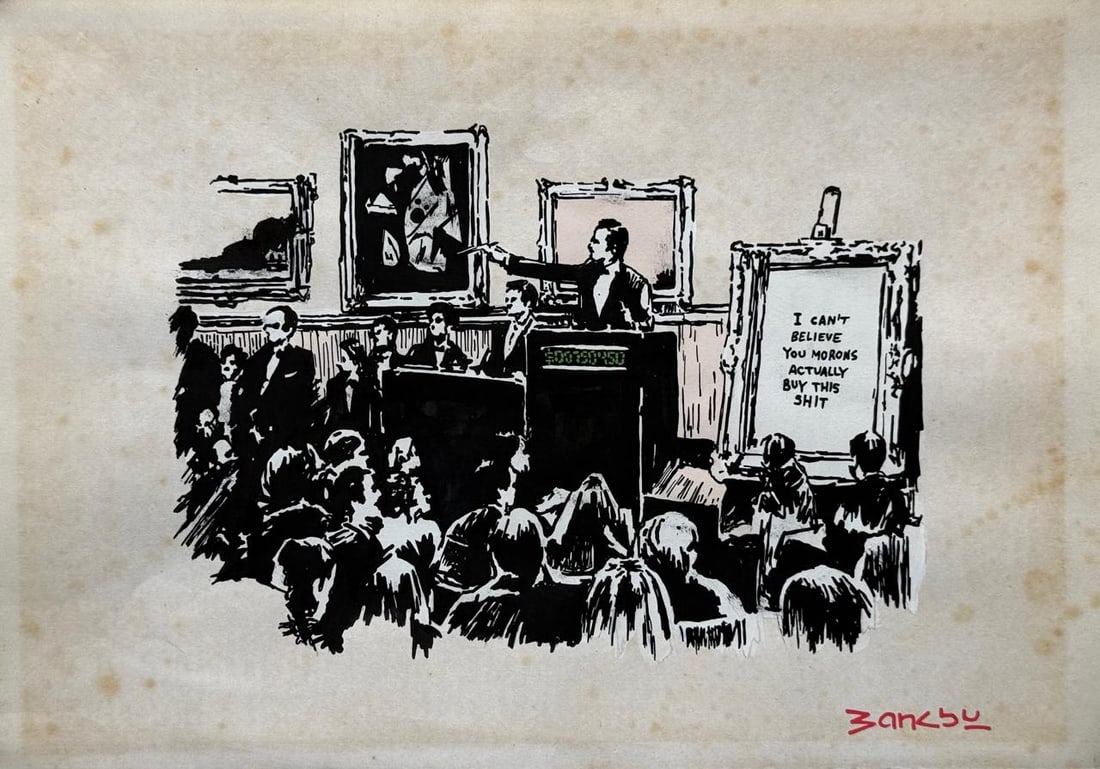 Banksy (Mixed media on Paper Painting) In the style of (1 of 4)