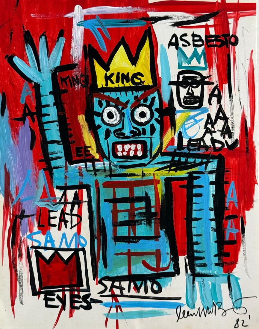 Jean-Michel Basquiat (Mixed media on Paper Painting) In the style of (1 of 4)