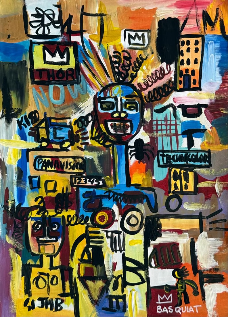 Jean-Michel Basquiat (Mixed media on Paper Painting) In the style of (1 of 4)