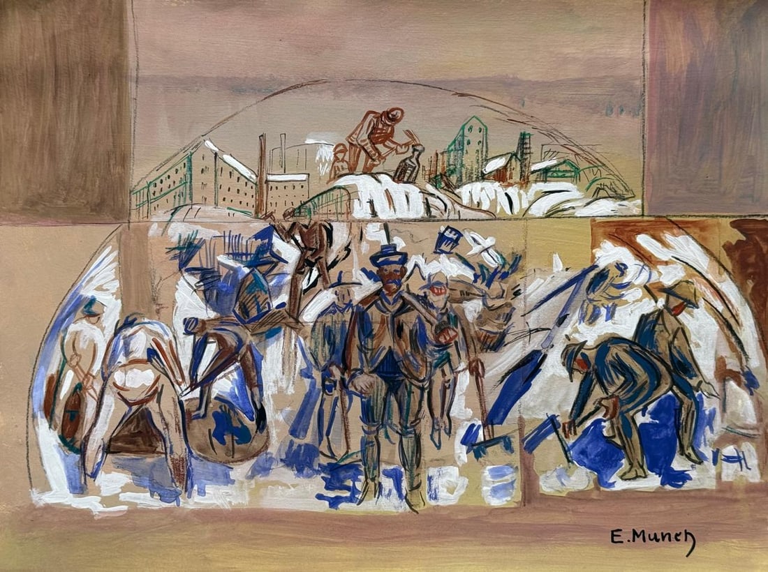Edvard Munch (Mixed media on Paper Painting) In the style of (1 of 4)