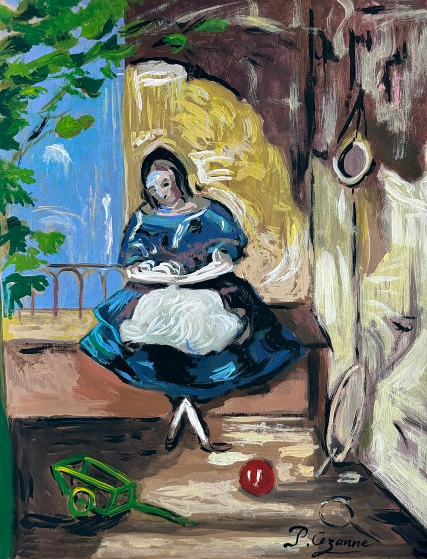 Paul Cezanne (Mixed media on Paper Painting) In the style of (1 of 4)