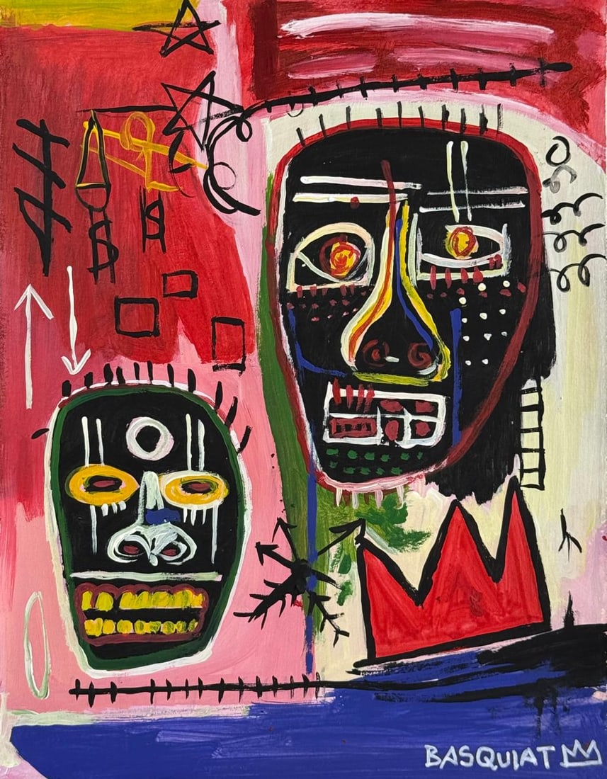 Jean-Michel Basquiat (Mixed media on Paper Painting) In the style of (1 of 4)