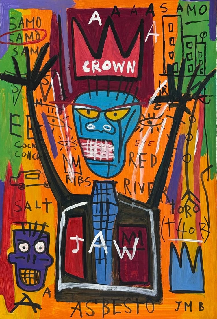 Jean-Michel Basquiat (Mixed media on Paper Painting) In the style of (1 of 4)