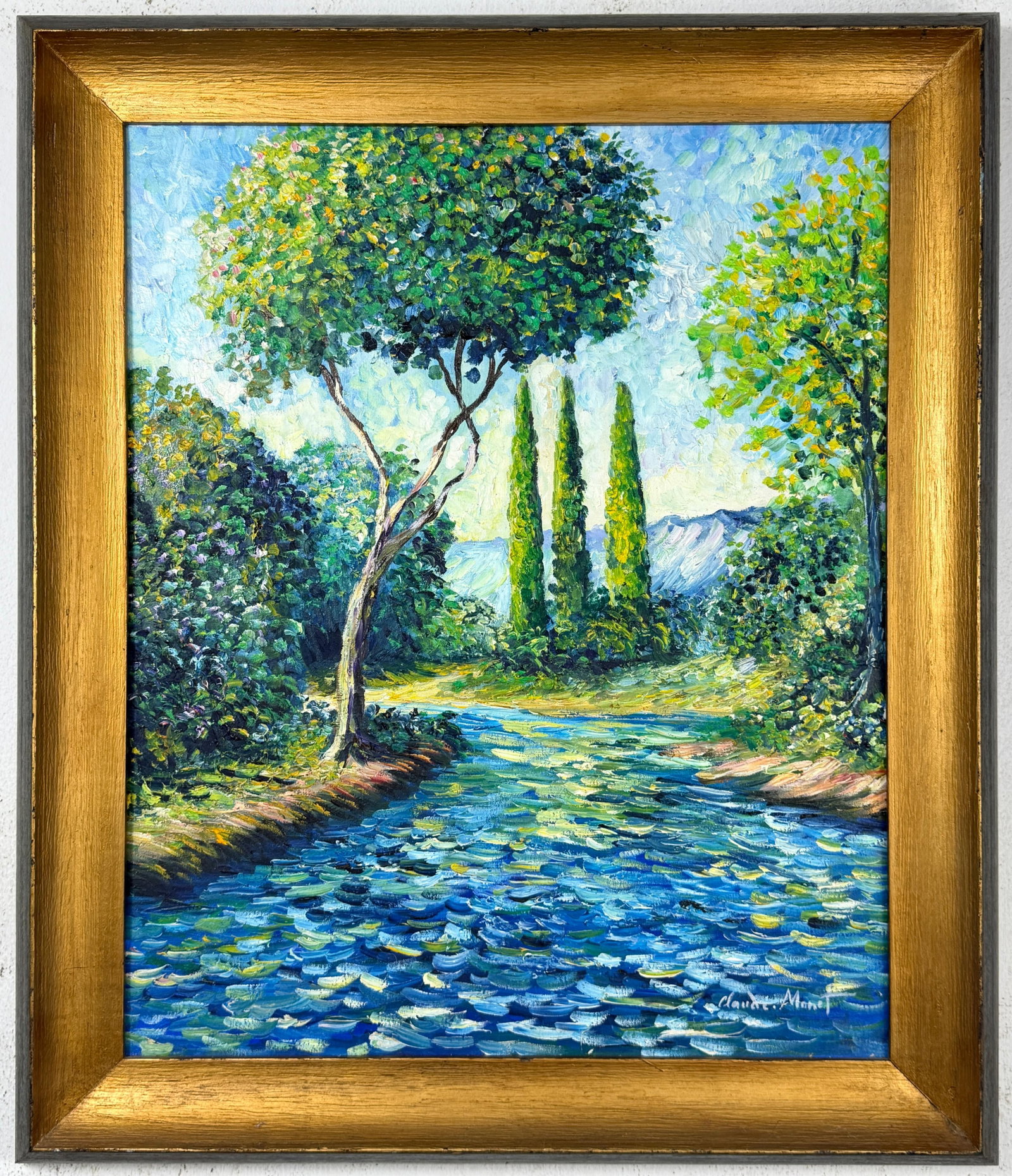 Vincent Van Gogh Dutch (Oil on Canvas Painting) in the style of: Rendered in the style of Vincent Van Gogh. Technique: Oil on Canvas Painting. Measures: 20" x 23" Inches. Provenance:Private Collection. "In the style of" means after the artist. The work is framed. V