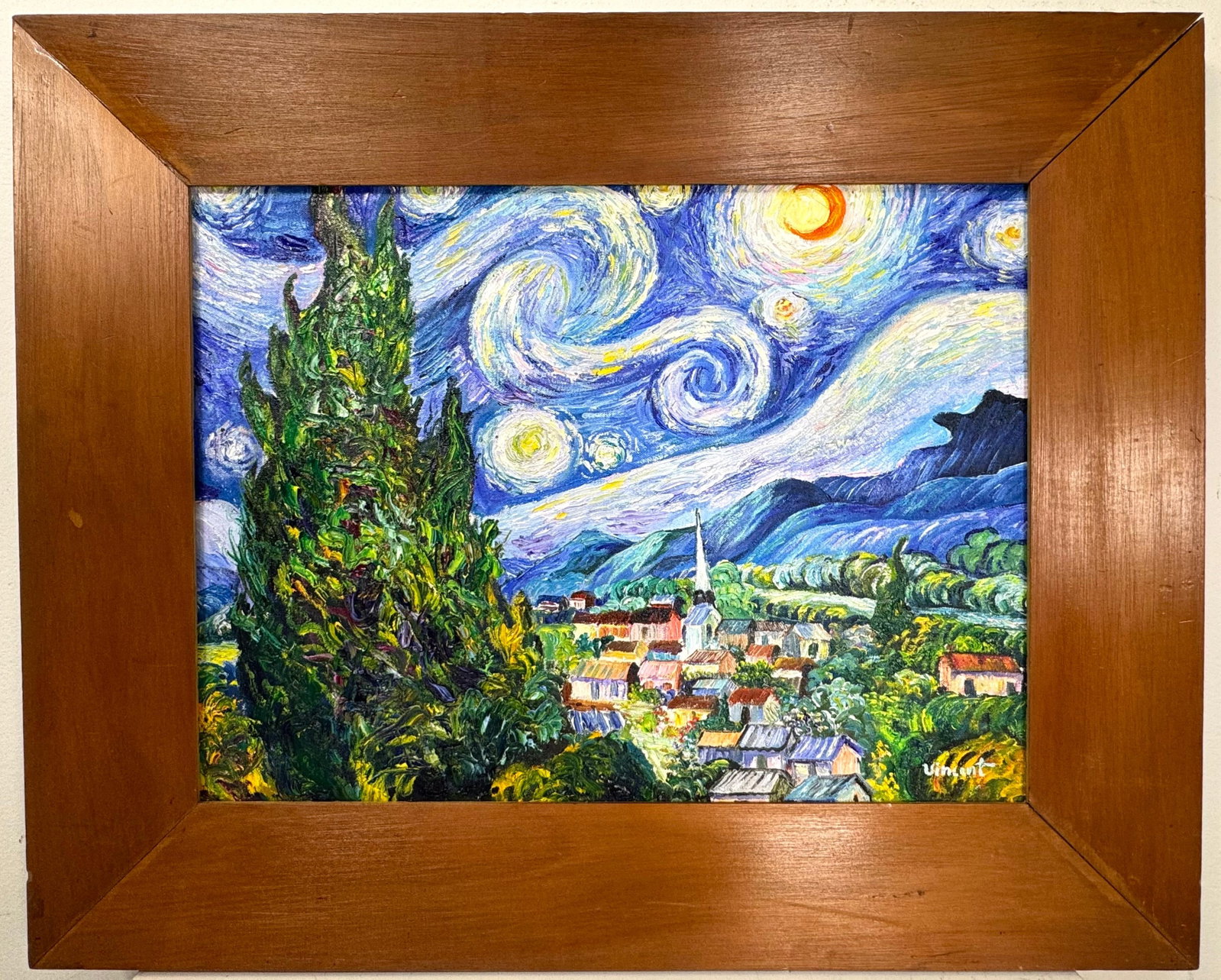 Vincent Van Gogh Dutch (Oil on Canvas Painting) in the style of: Rendered in the style of Vincent Van Gogh. Technique: Oil on Canvas Painting. Measures: 24" x 29.5" Inches. Provenance:Private Collection. "In the style of" means after the artist. The work is framed.