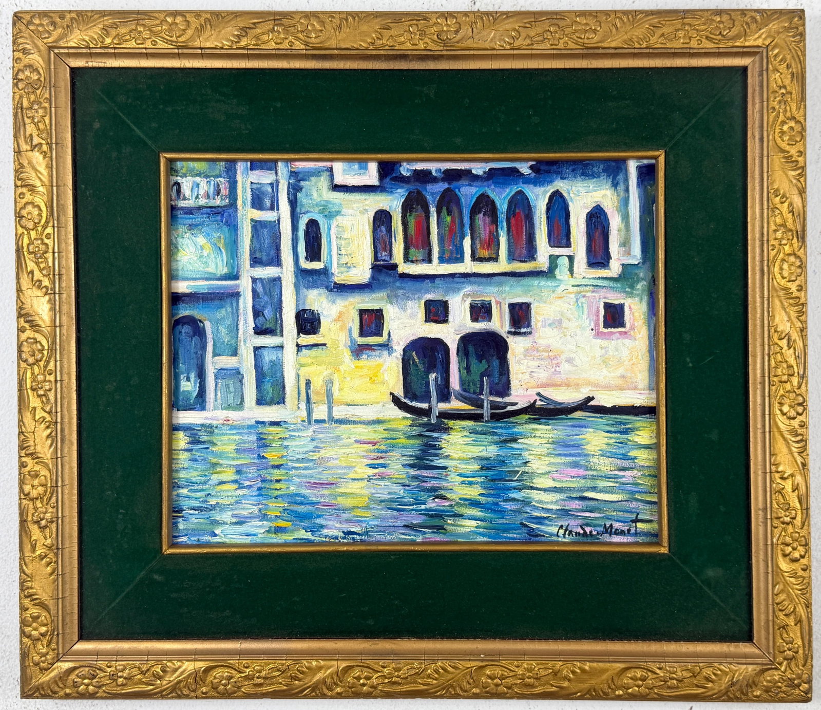 Claude Monet French (Oil on Canvas Painting) in the style of: Rendered in the style of Claude Monet. Technique: Oil on Canvas painting. Measures: 18" x 21" Inches aprox. Provenance: Private collection. "In the style of" means after the artist. The artwork is fra