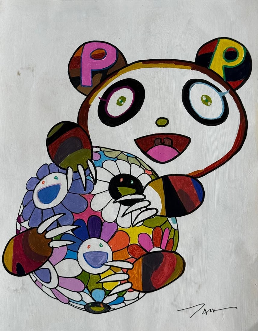 Takashi Murakami (Mixed media on Paper Painting) In the style of (1 of 4)