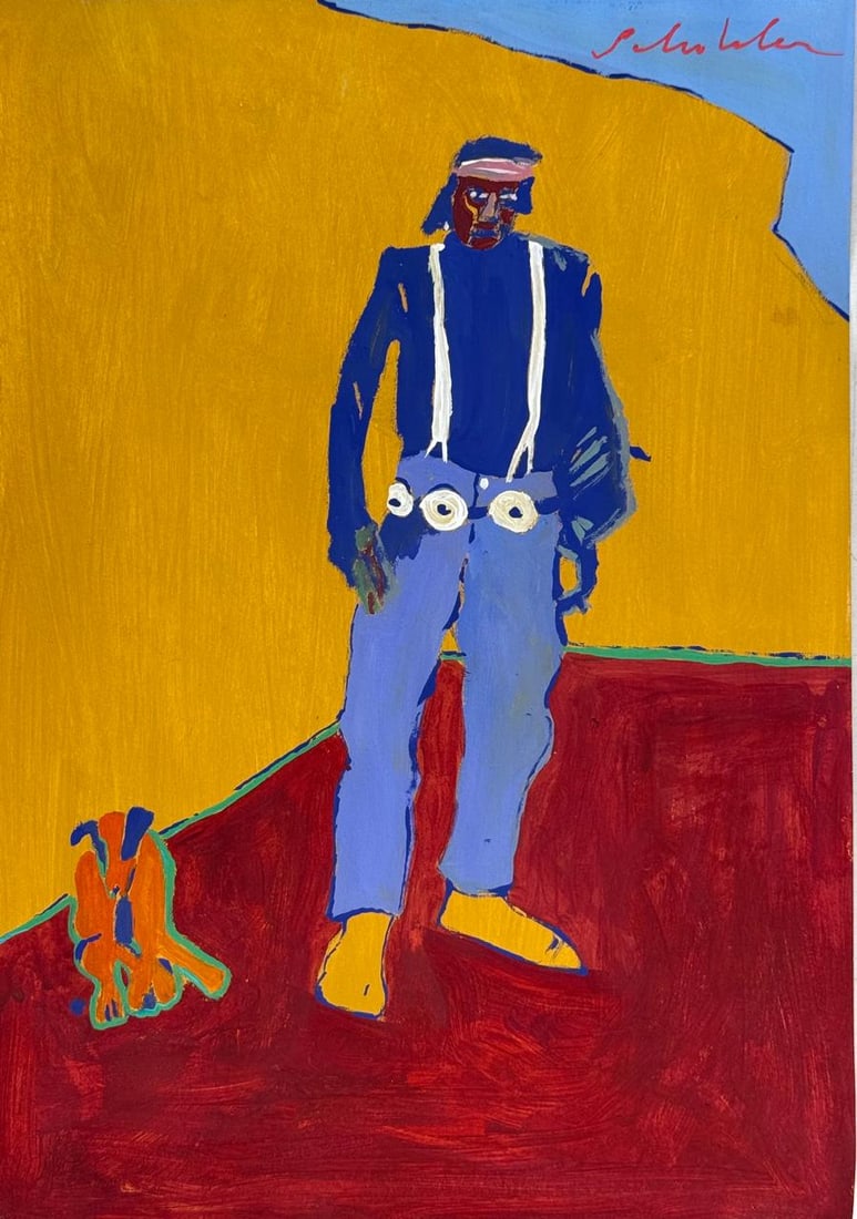 Fritz Scholder (Mixed media on Paper Painting) In the style of (1 of 4)