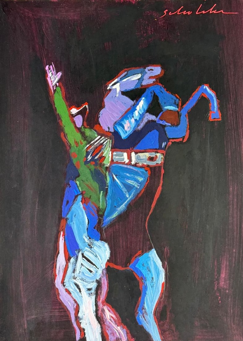 Fritz Scholder (Mixed media on Paper Painting) In the style of (1 of 4)