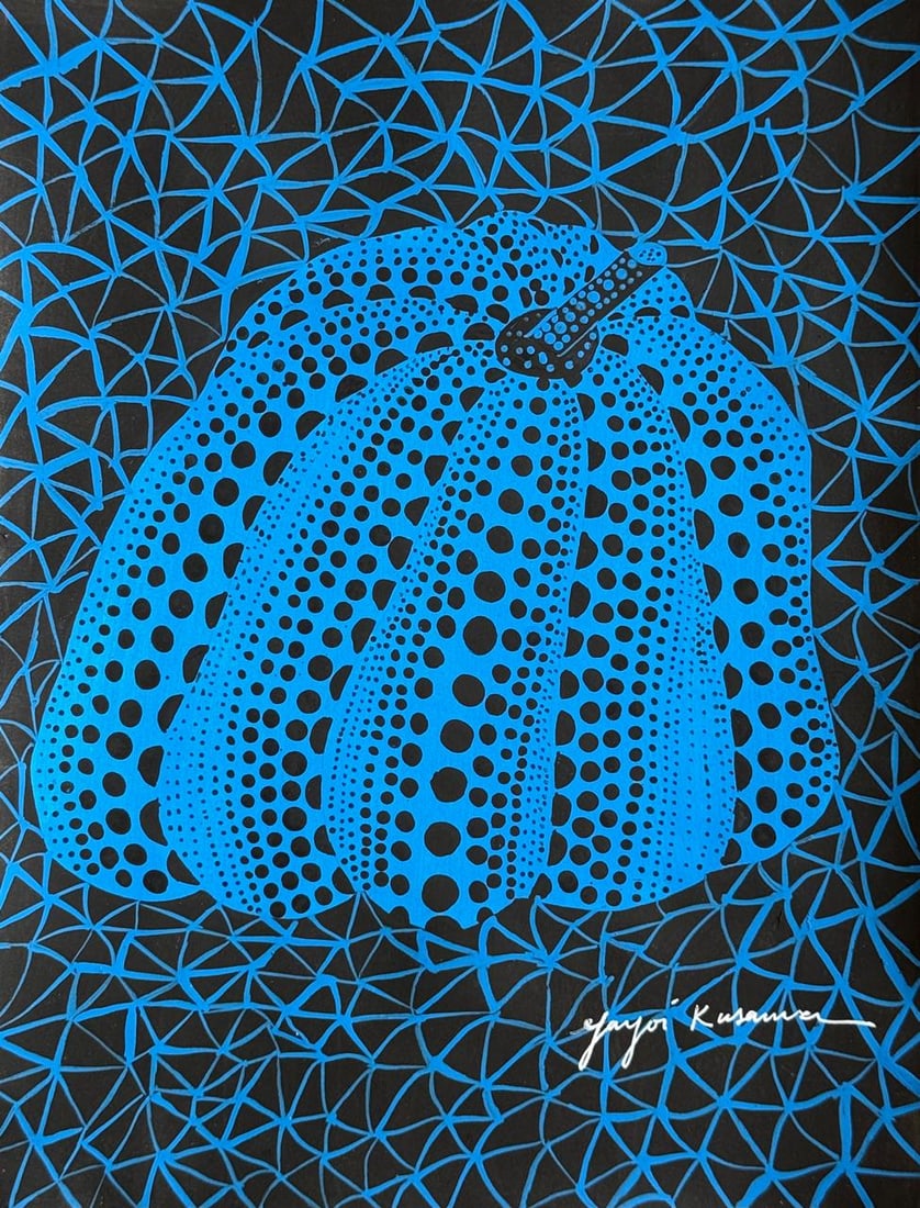 Yayoi Kusama (Mixed media on Paper Painting) In the style of: Mixed media painting on paper, rendered in the style of Yayoi Kusama. Measures: 8” x 10.5” Inches aprox. Provenance: Private Collection."In the style of" means after the artist. Kusama bor